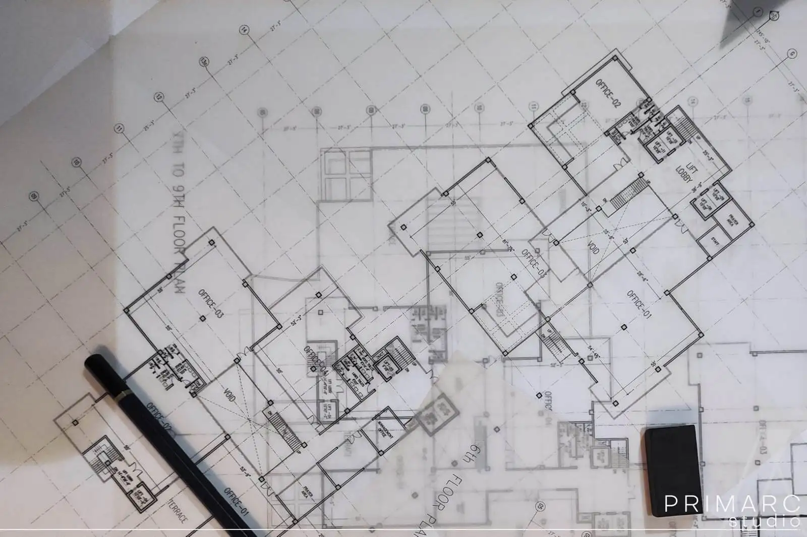 Masterplan and plans printed on tracing paper